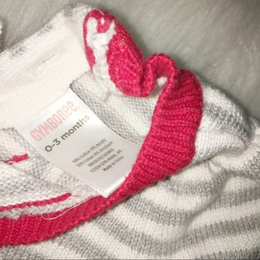 Gymboree 0-3 months striped red heart sweater